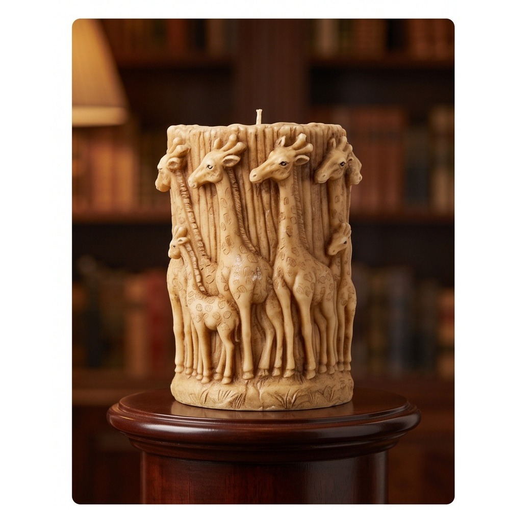 Animal Spirits Lava Candles Giraffe Herd Pillar Candle Textured  ASC5046 NEW